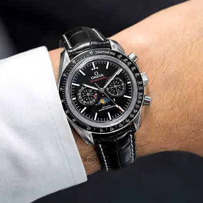 Omega Speedmaster Co‑Axial Chronograph Black Dial Leather Strap