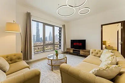 3BR with Burj Khalifa View | 11 Min to Burj & Mall | Furnished | Flexible Term