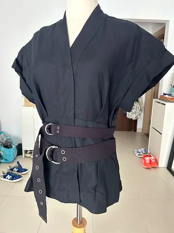Sea by Chloe Black top with waist belts - size S-M