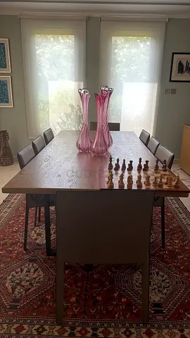 Solid wood dining table with 8 chairs  - used