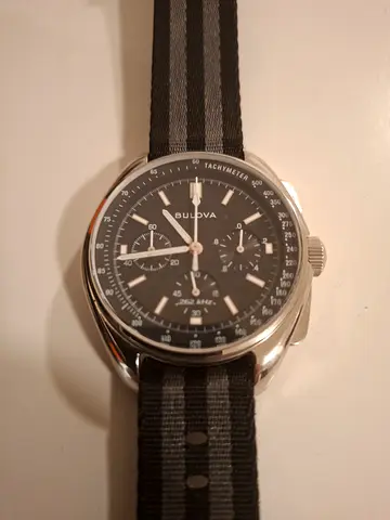 Bulova Lunar Pilot Men's Watch with Black Nato Strap - in excellent Condition. 1 year old.