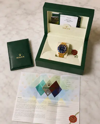 Rolex Submariner 16618 Blue Dial 18K Gold - 2006 Full Set