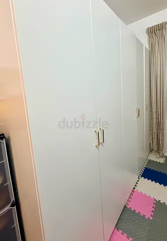 2x Modular White Wardrobes (2-Door & 3-Door) – Custom Brass Pulls & Drawers
