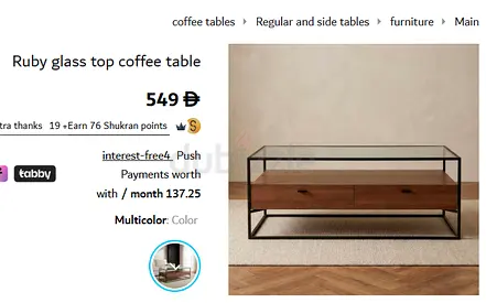 RUBY GLASS COFFE TABLE
