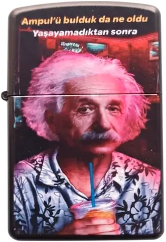 Vintage-style Einstein Collectible Lighter with Graphic Print 128