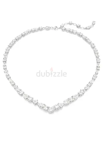 Swarovski Silver-tone cubic zirconia tennis necklace, adjustable length