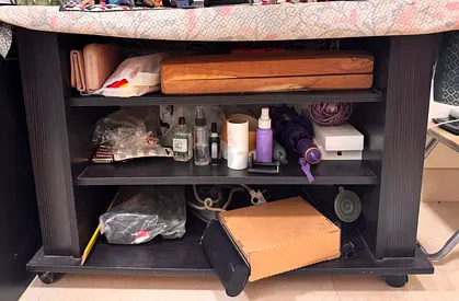 Small Storage Tea Table with Open Shelves - AED 50 only - Good condition