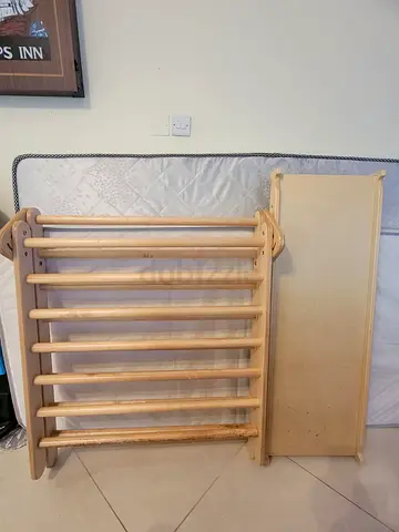 Ezzro Wooden Pikler Triangle with Reversible Slide and Climbing Ramp
