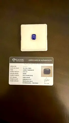 4.01 CT Emerald Cut Loose Tanzanite with Certificate