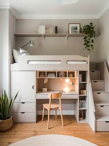 Modern Loft Beds with Built-In Wardrobe Desk