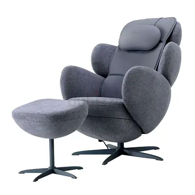 Grey massage chair with ottoman
