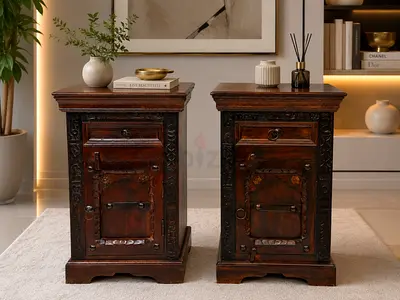 Pair of Vintage Solid Wood Bedside Cabinets / Nightstands