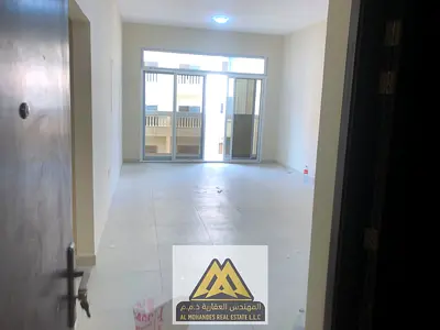 Two-bedroom apartment with living room for rent in Al Jurf 3, Ajman. Brand new, balcony, 3 bathrooms, AED 42,000.