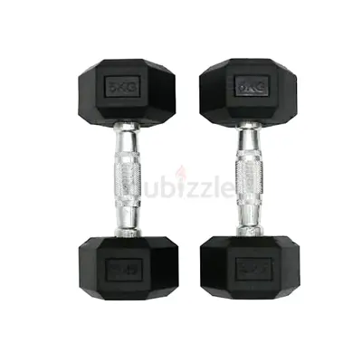 Hex Vinyl Dipping Dumbbell 5Kg X 2Pc Black - Brand New