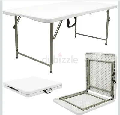 Portable Folding Plastic Picnic/Utility Table with Carry Handle (White)