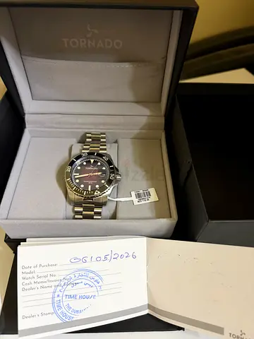 Tornado Silver Stainless Steel Watch with Red Dial