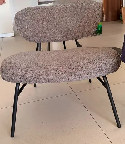 Set of 2 Grey Fabric Accent Chairs with Metal Legs - Used