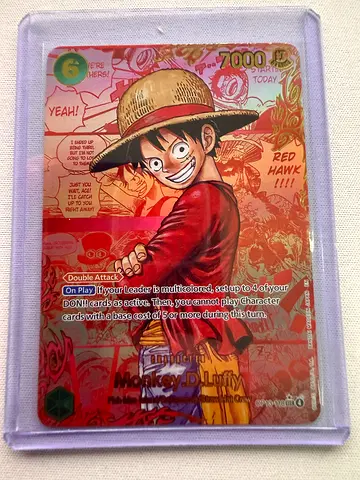 One Piece Luffy collectible holographic trading card (in sleeve)REPLICA CARD