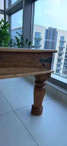Solid Wood Coffee Table with Turned Legs - Rustic Finish