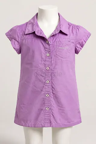 Moose Girl Lilac short-sleeve cotton shirt dress - girls size