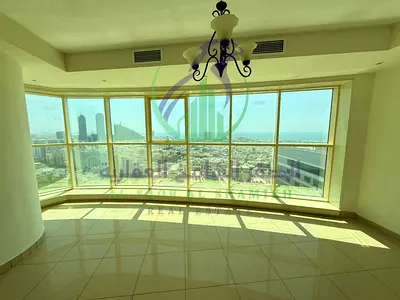 Spacious 3-bedroom apartment in Al Majaz 3 with open Gulf sea view, maid’s room, 4 bathrooms, balcony, free AC, parking and maintenance