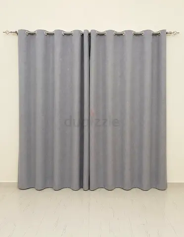 Pair of Grey Eyelet Blackout Curtains (2 Panels)