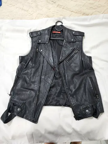 Black Leather Biker Vest