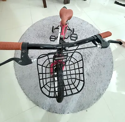 Kids red Bicycle with Training Wheels and Front Basket