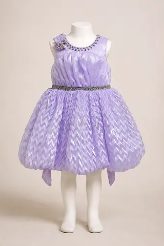 Lilac Party Dress for Girl — Sleeveless Puffy Tulle Dress
