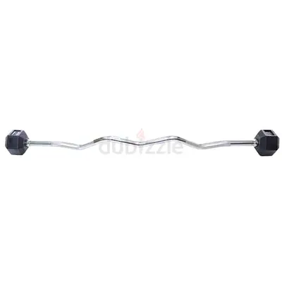 Rubber Hex Barbell W/Curl Bar 10 Kg - Brand New