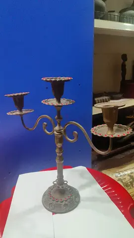 Antique 3-Arm Metal Candelabra — Decorative Candle Holder