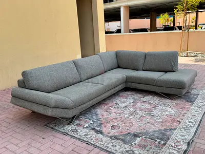Perfect Condition Natuzzi Italian L Shape Sofa dark gray