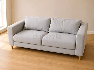 Modern Light Gray 2-Seater Sofa with Wooden Legs