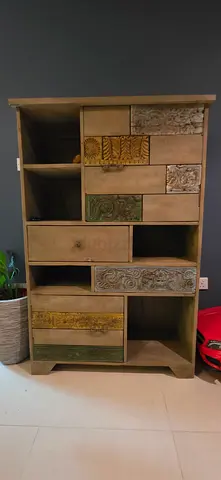 Wooden Decorative Shelving Unit with Drawers