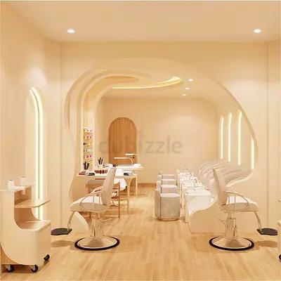 Steadfast Custom Nail Shop Bar Counter Furniture Set & Glass Partition Fitout