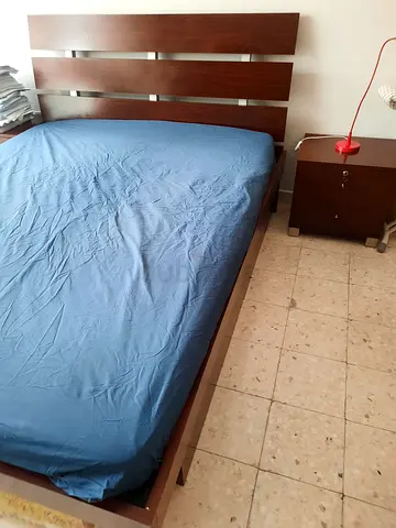 Queen size bed frame and 2 side tables