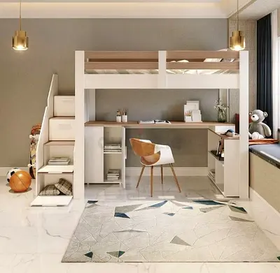 Built-In Loft Beds with Custom Storage