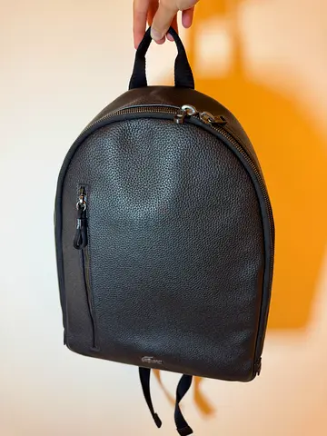 Lacoste Original leather backpack, black, laptop compartment