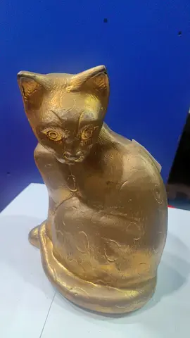Gold-Colored Sitting Cat Figurine- 20x20cm
