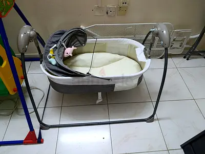 Portable Baby Swing Bassinet with Canopy and Toys - Good Condition