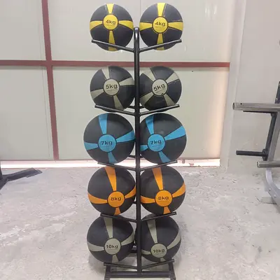 Set of Medicine Balls with Metal Rack (4kg–10kg)