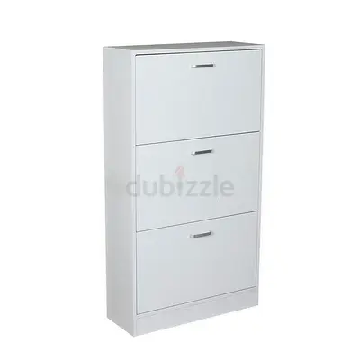 Slim 3-Drawer White Shoe Cabinet / Storage Cupboard