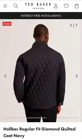 Ted Baker Hollbec Regular Fit Diamond Quilted Coat - Navy, Men's