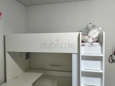 IKEA White loft bed with built-in ladder and desk - very good condition
