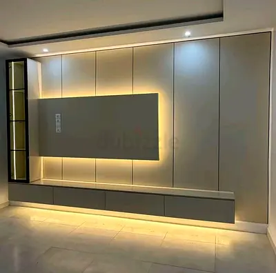 Built-in Wall Entertainment Unit with LED Lighting - Modern