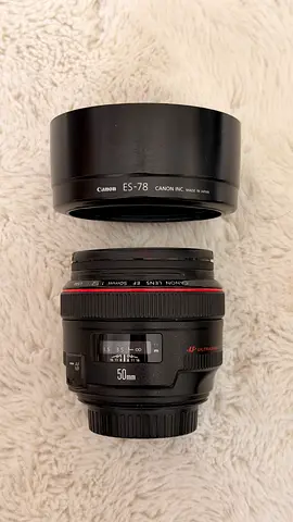 Canon EF 50mm f/1.4 USM with ES-78 Hood – Good Condition