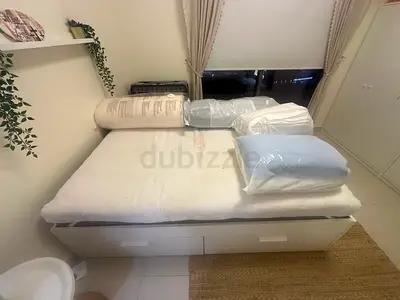 IKEA Queen bed with storage drawers and mattress - good condition