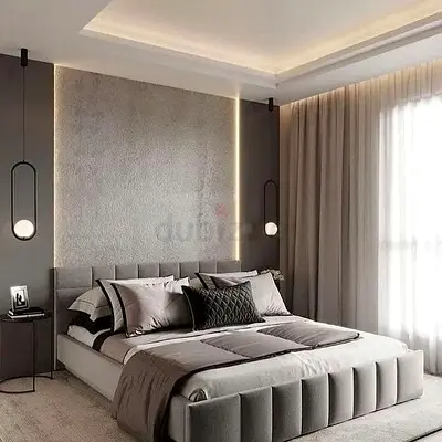 Modern Upholstered Bed Frame with Cushioned Headboard