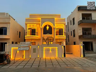 Luxury classic villa for sale in Al Helio 2 – Ajman | Full stone facade | Strategic location directly opposite Azhi Complex | Elegant design and luxur