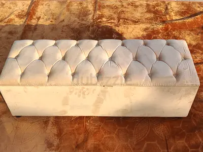Beige Tufted Storage Bench / Ottoman - Good Condition